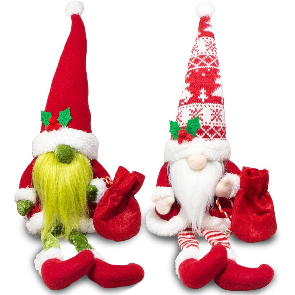 2PCS Christmas Gnomes Decorations for Home Holiday Party Gifts Elf Santa Gnome O